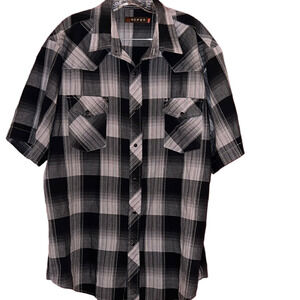 Roper Men's Black and Gray Checkered Shirt XL